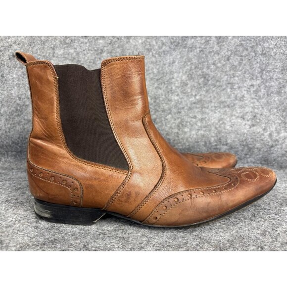 Zara Boots Mens Size 9 Brown Leather Chelsea Wingtip Brogue Ankle Dress EU 42 main image 10